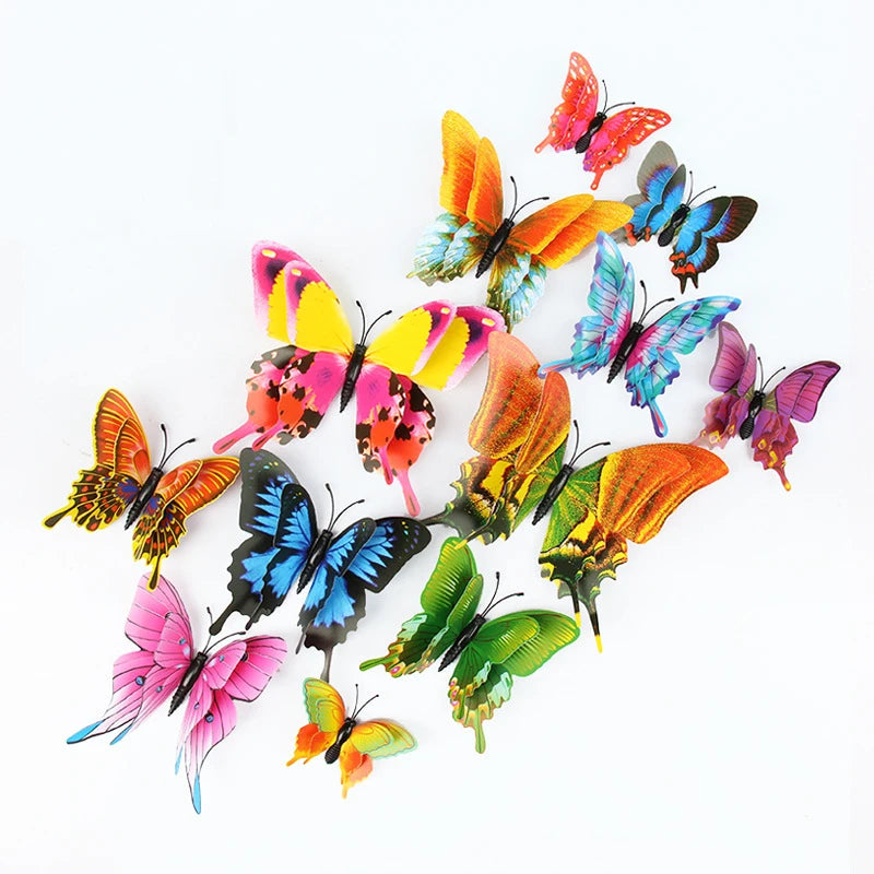 Charisma Hot Sale 3D Classical PVC Butterfly Wall Stickers Multicolor Eco-friendly Waterproof UV Varnishing 12.5x18cm Decor