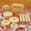 Solid Wood Luminous Base Wooden LED Crystal Lamp Holder USB Interface Nightlight Crafts Factory Wholesale