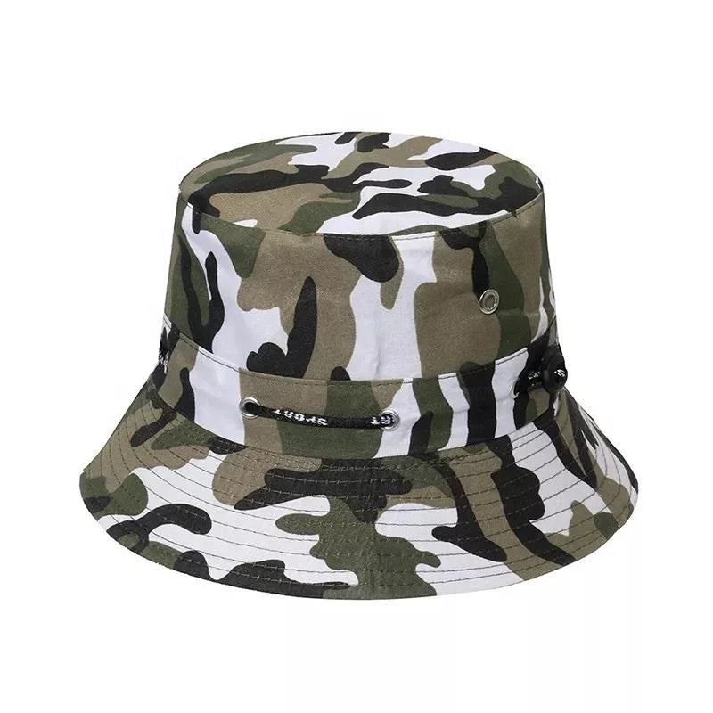 Camouflage Pure Cotton Color Printing Basin Hat Sun Shading Fashion Big Brim Fisherman Hat Bucket  Hat Four Seasons Basin Cap