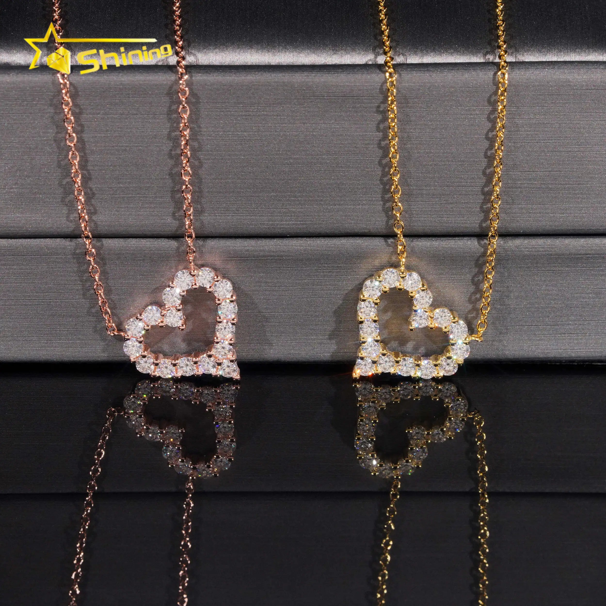 Best Selling Fashion Pendant Necklaces 925 Solid Silver Women Iced Out Moissanite Heart Pendant Necklace GRA Certificated