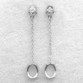Sterling Silver 8*10mm Semi Mount Line Earrings Empty Support Blank Claws Setting S925 Base Without Center Stone for DIY Inlay