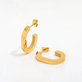 JOOLIM  Jewelry Trendy Earring 18K Gold Plated Big C Hoop Earrings Stainless Steel Earrings Wholesale