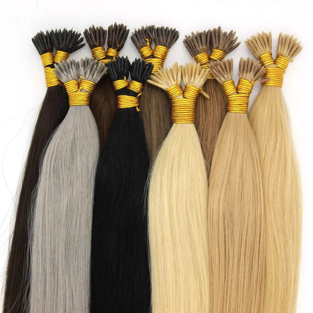 16-24inch 1g/s 50strands Pre-Bonded Glue Stick I Tip Real Human Hair Extensions Straight