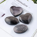 Wholesale Healing Natural Crystal Silver Obsidian Carving Heart Shape Hot Compress Stone for Decor
