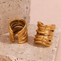 Vintage Jewelry Multilayer Cuff Earring 18k Gold Plated Jewelry Stainless Steel Clip on Earrings