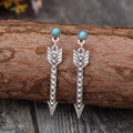 Bohemia 55*8mm Arrow Pendant Earrings Western Round Turquoise Beads Earrings for Woman