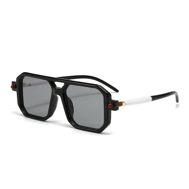 Vintage Fashion Sunglasses Square Frame Trendy Shades Unisex Black UV400 Sunglasses