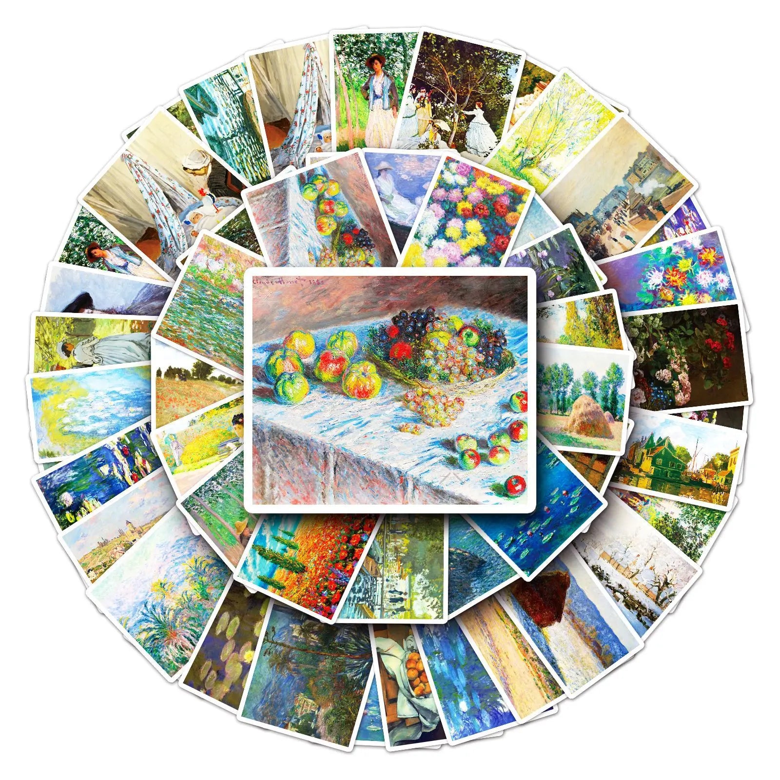 50PCS Impressionism artist claude monet art album famous oil painting sticker