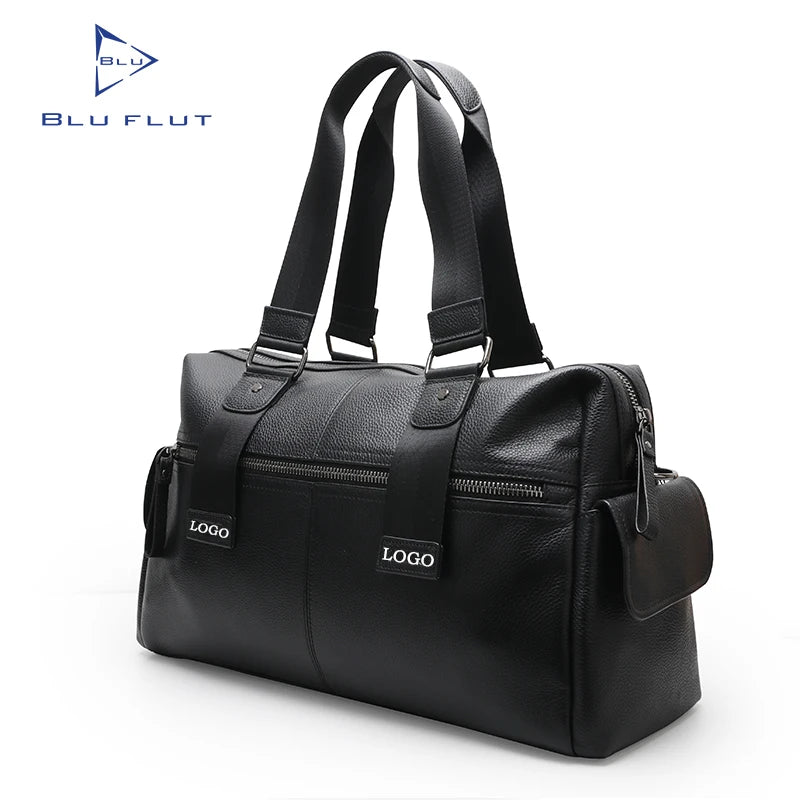 Balmanent Custom Manufacture Genuine Leather Duffel Bag Weekend Overnight Large Capacity Cowhide Duffle Travel Bag for Men