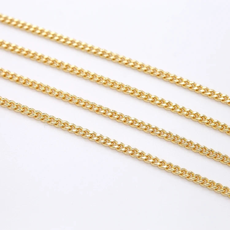 Factory Wholesale 14K Gold Plated 2mm 3mm 4mm Chain for Diy Jewelry Making Accessories