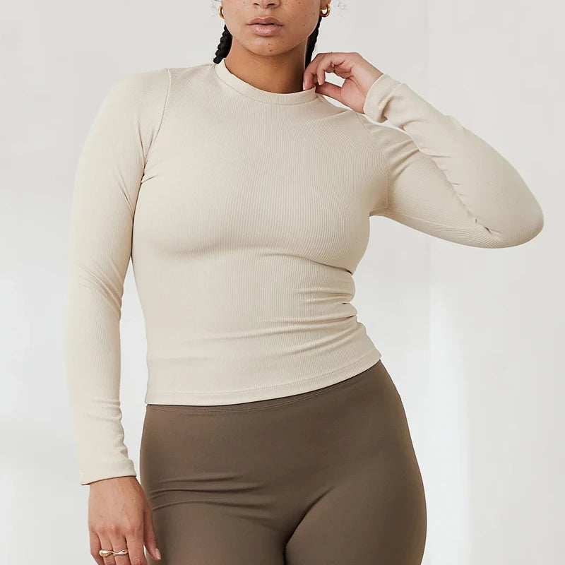 F230366 Basic Top and Leggings High Stretch Lounge Wear Two Piece Pants Set Custom Logo Long Sleeve Gym Women Plus Size Yoga Set