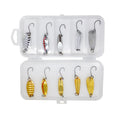 Luya 10Pcs Hard Metal Spinner Baits Treble Hooks Fishing Lure Bait Suit Set Jigging Lure for Marlin in River Lake Stream