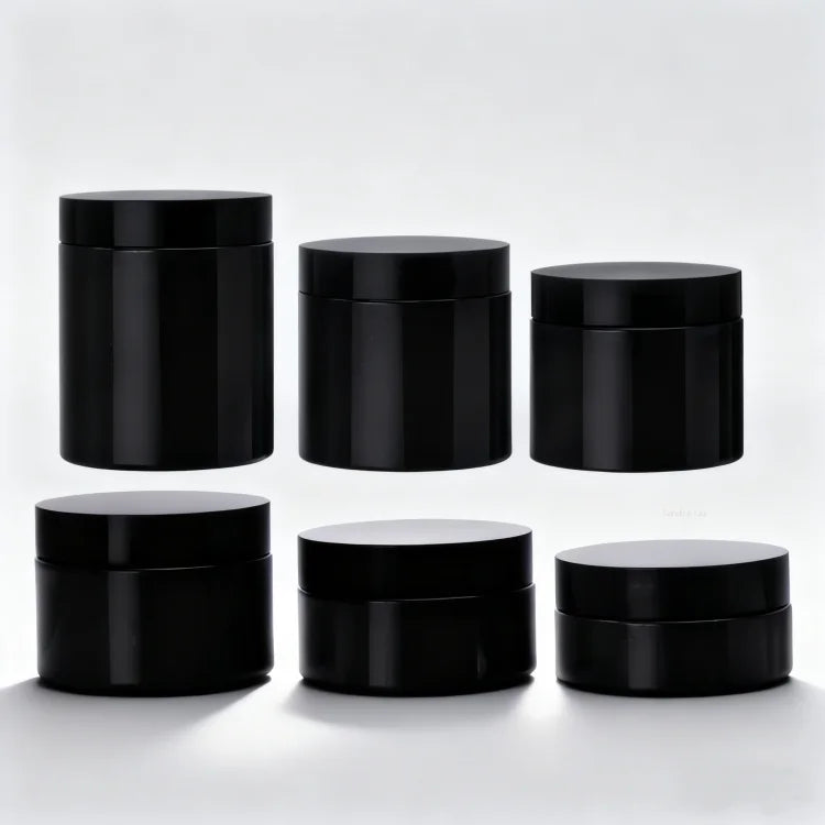 WOGU 50ml 80ml 100ml 120ml 150ml 200ml Empty Black Plastic Cosmetic Packaging Shampoo Container Cream Storage Jar