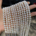 7-8mm Natural Freshwater Pearls White Round Loose Beads for Jewelry Earrings Necklace Making