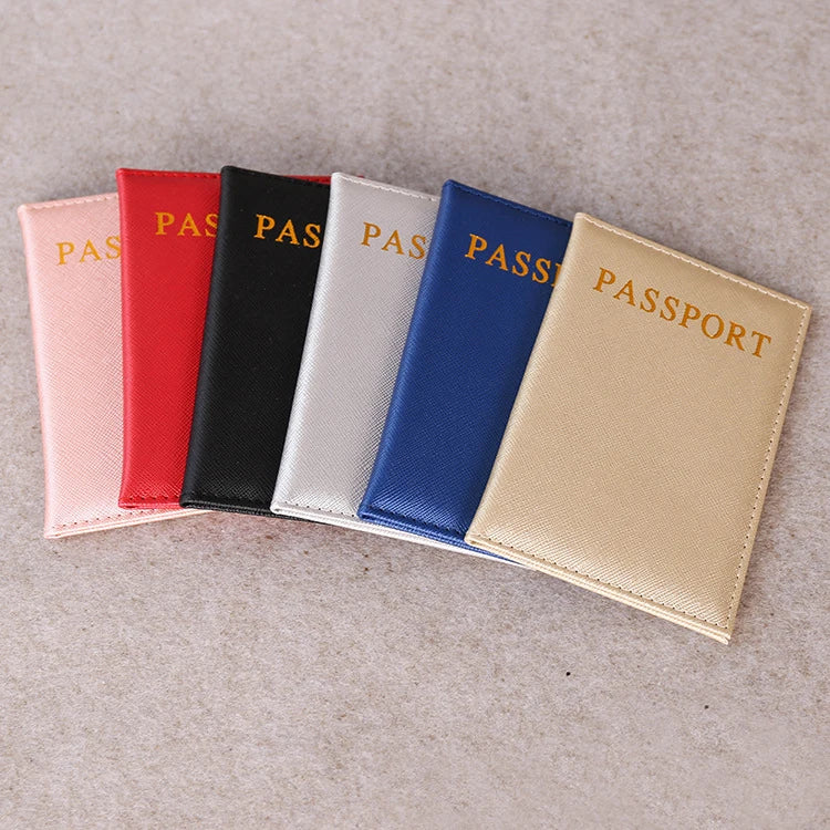 High Quality Cross Grain Leather Passport Holder Custom logo Cheap Travel Passport case  PU Leather Passport Sleeve Cover