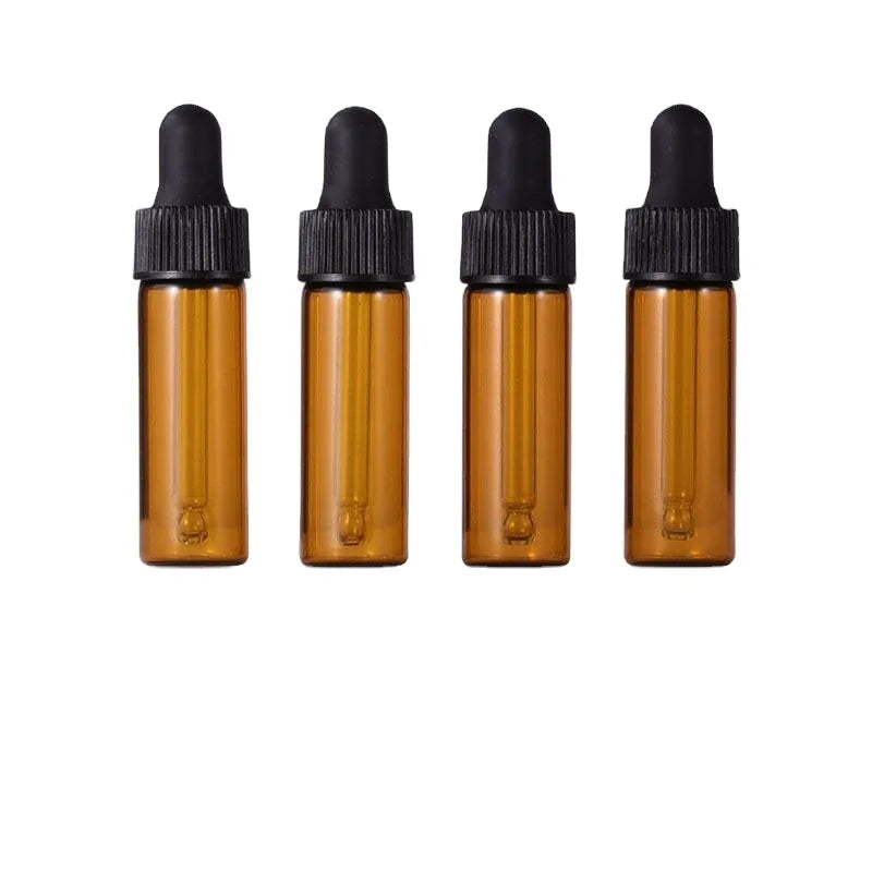 Wholesale 1 Dram 4ml Amber Glass Sample Tester Vials Essential Oil Matte Black Dropper Bottles