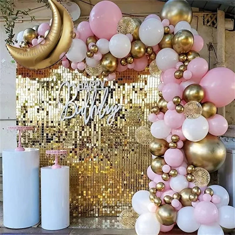 126pcs Chrome Pink Balloon Garland Arch Kits for Wedding Backdrop Decoration Birthday Party Decoration Party Supplies Decor