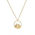 Best Gift Stainless Steel Scenery Mountain Sea Pendant Gold Plated Round Couple Necklace Jewelry
