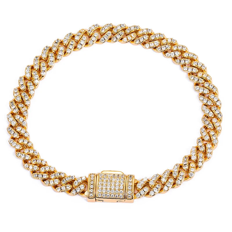 Factory Price 6.6mm VVS D Color Moissanite Iced Out 18K Gold Plated 925 Sterling Silver Hip Hop Cuban Link Bracelet
