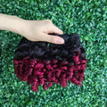 Double Drawn Ombre Color 1b/99j Burgundy Egg Curly Fumi Curl Peruvian Virgin Cuticle Aligned Human Hair Weave Bundles