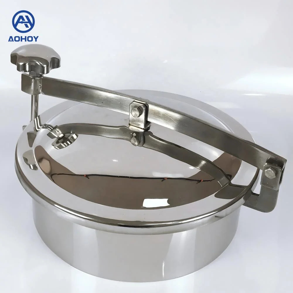 Aohoy Dairy Stainless Steel Ss304 Ss316l tank Circular Non-Pressure Manway Door Sanitary Round Manhole Cover for Milk