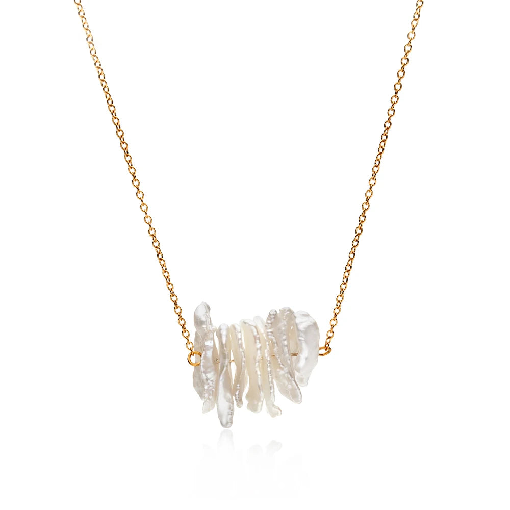 VAROLE Summer Style Irregular Freshwater Pearl Necklace Pendant for Women Gold Color Necklace Jewelry Wholesale