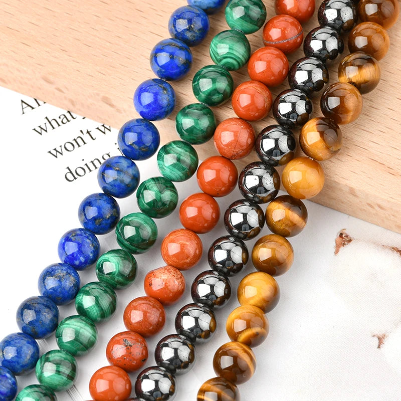Wholesale Jade Tiger Eye Amethyst Tourmaline Lava Agate Beads Crystal Natural Gemstone Stone Beads for Jewelry Making 4-12mm