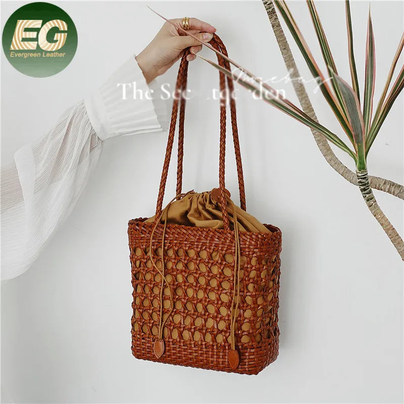 Emg6354 Product Laminated Ladies PP Handbag Shoulder Woven Shopping Bags Design Beach Bucket Purse Hand Made Women Tote Bag