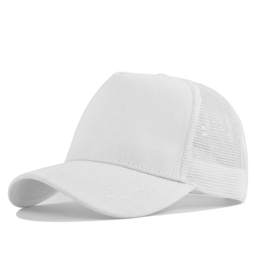 Solid Color Breathable 5-Panel Baseball Cap Large Curved Brim Velour Sun Hat High Twill Mesh Visor Sporty Dot Advertisement Cap