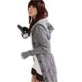 Korean Version of Women's Medium and Long Style Show Thin Plaid Sweater Cardigan Coat