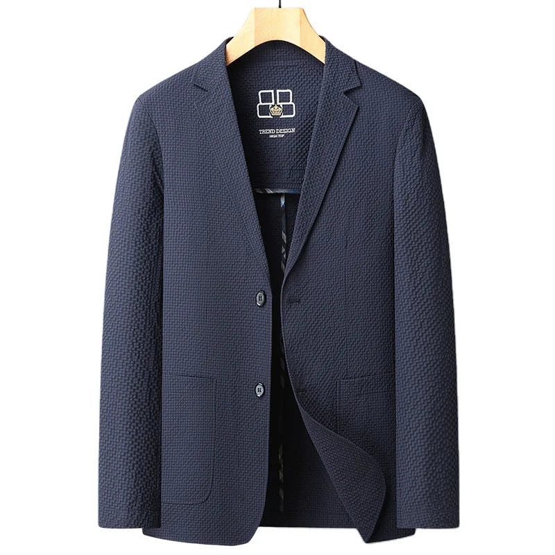 Wholesale Supply Thin Waffle Soft Groom Wear Single Breasted Business Casual Suit Men Blazer Jacket