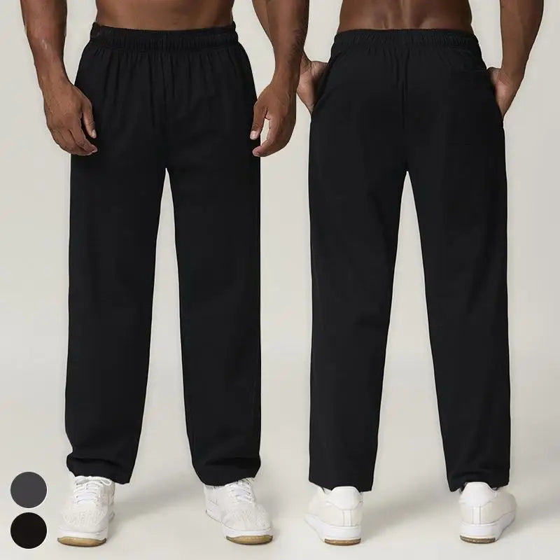 Men's 260GSM 100% Cotton Sweatpants Joggers XL Loose Fit Drawstring Trousers Mid Waist Casual Flat Dark Color OEM Service