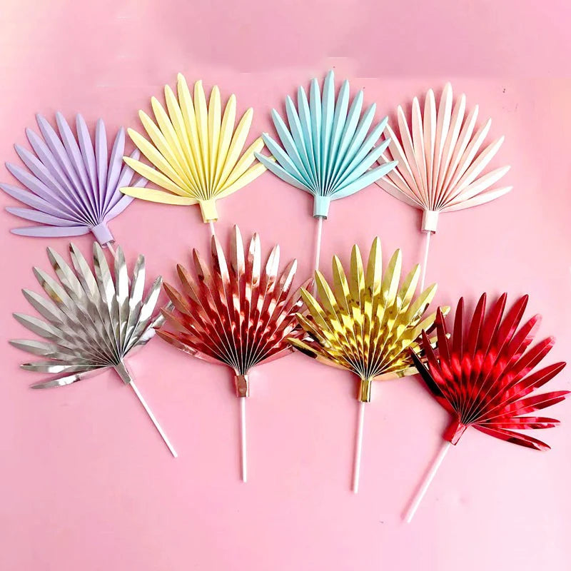 Artificial Flowers Cake Topper Paper Folding Fan Graduation Father's Day Mother's Day Easter Christmas Decoration for All