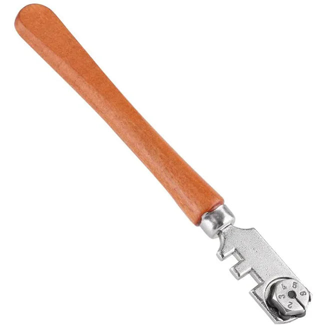 Professional 130MM Six-Wheel Metal Wheel Craft Cutting Kit with Wooden Handle Roller Glass Cutter Tool