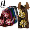Henry Island Style Newest Design Lady Luxury Woman Fashion Dress Polyester Floral Printing Black Fabric for Garment