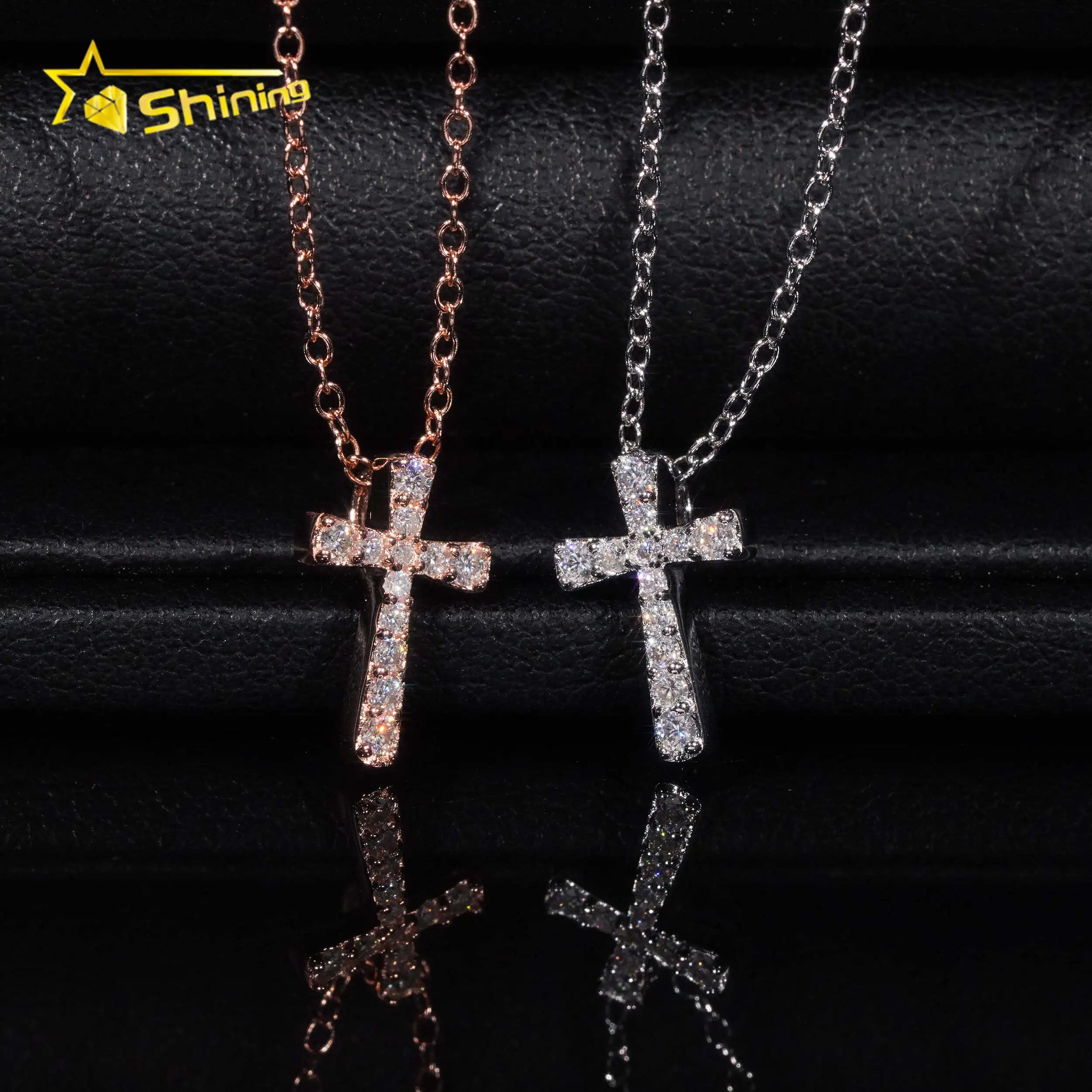 Fine Jewelry Diamond Pendant Necklace 925 Solid Silver Pass Diamond Tester Moissanite Cross Pendant