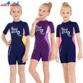 New Design Girls Printed 2.5MM Neoprene Diving Wetsuit for Children Short Sleeve Swimming Keep Warm Snorkeling Surfing Back Zip