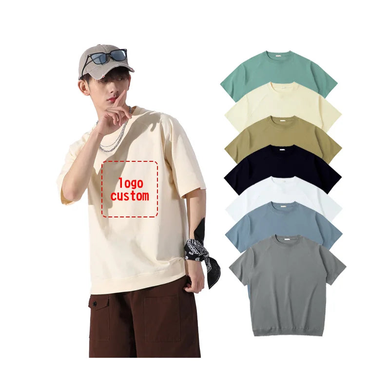 High Quality 100% Cotton Custom Printing 230grams Round Neck T-shirts Drop-shoulder Loose Style Oversized t Shirts for Men