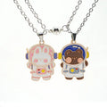 Cute Cartoon Astronaut Bear Rabbit Magnetic Enamel Charms Pendants Necklace for Couple Men Women Lover Gift