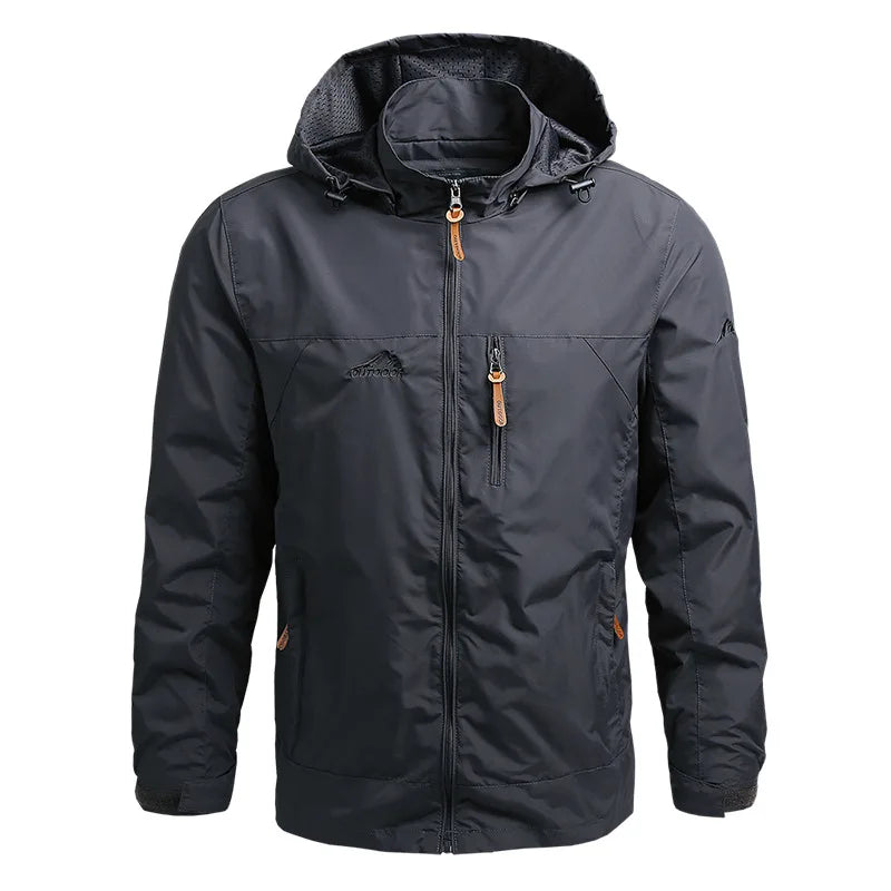 Men's Lightweight Breathable Windproof Sunscreen Jacket for Spring Autumn Outdoor Leisure Waterproof Wool Shell Stand Collar