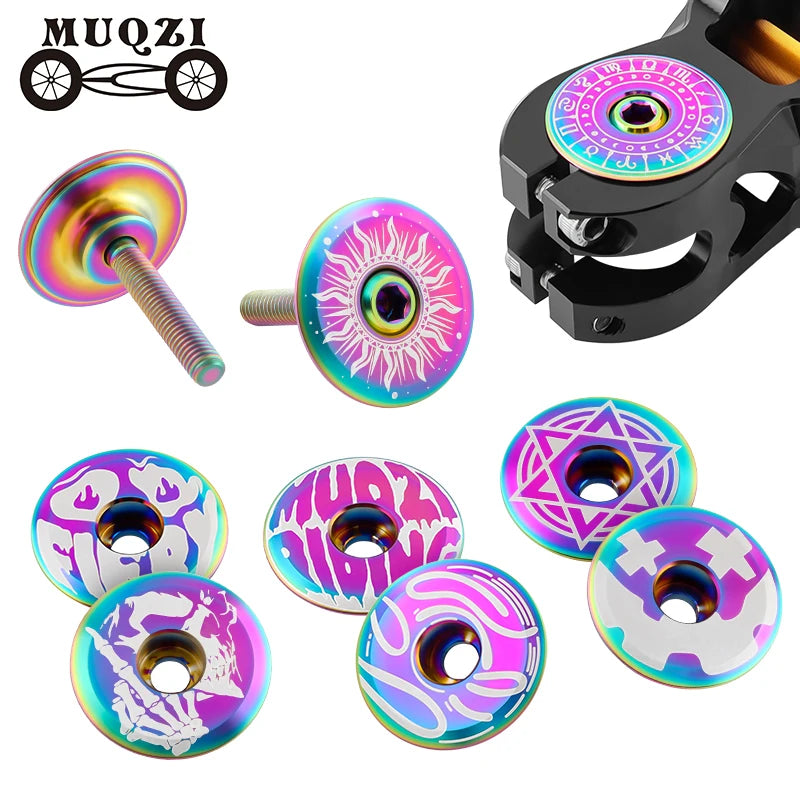 MUQZI Titanium Alloy Headset Set Cover Bicycle Stem Top Cap Without Bolts for Bicycle