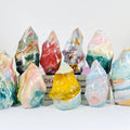 Wholesale Natural Crystal Hand Carved Flame Healing Stone Ocean jasper Flame Carvings for Decoration