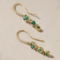 LOZRUNVE 925 Sterling Silver Luxury Zircon Emerald Clear Crystal Long Hanging Hook Earring Women