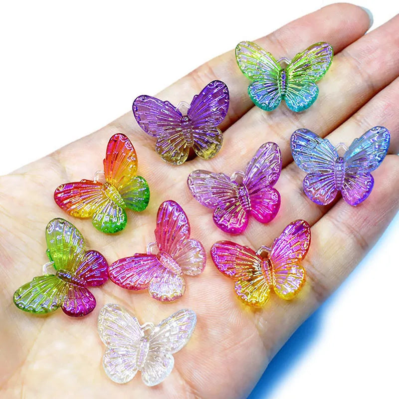 Hot Selling Resin Diy Crafts Accessory Attractive Paillette Gradient Color butterfly Charms Flatback Resin Crafts Embellishments