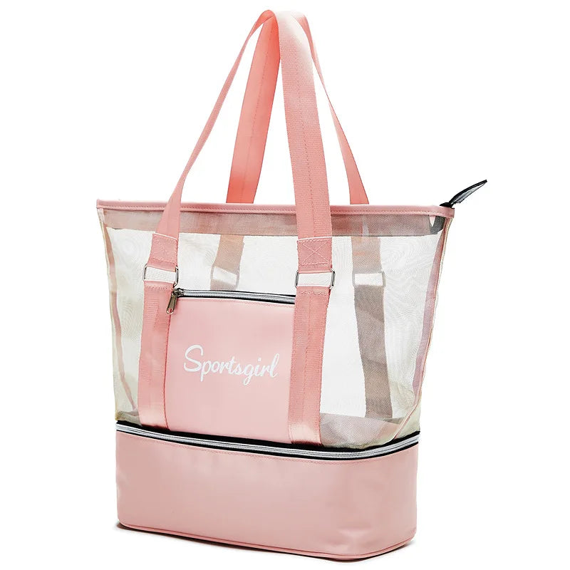 Female Wet Dry Separation Stripe Fitness Swimming Bag Nylon Organiser Swimsuit Travel Items Wet Dry Separation Stripe Fitness