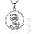 Unique Design 925 Sterling Silver Little Mushroom House Wiccan Mushroom Pendant Necklace for Women or Men