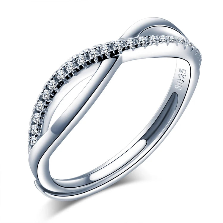 Romantic Style 925 Sterling Silver Wedding Band Women's Fashion Cubic Zircon Eternity Ring for Parties and Anniversaries MegaBDM