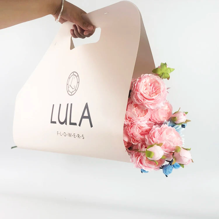 Custom Printed Flower Bouquet Shop Name Flower Carrier Bag