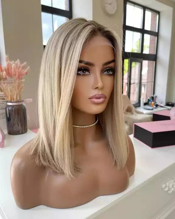 Wholesale Cheaper Human Hair Lace Front Wig Cuticle Aligned Hair Ash Blonde Lace Front Wig