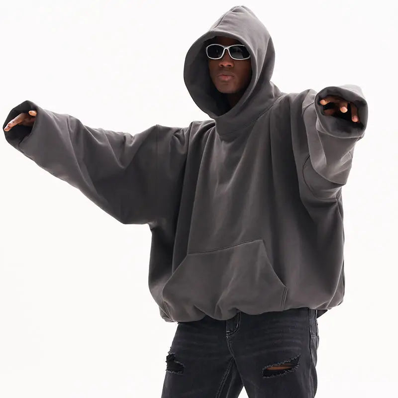 Fashion High Collar Heavyweight Oversized Hoodie Custom logo Men Streetwear Essentials Custom Hoodie
